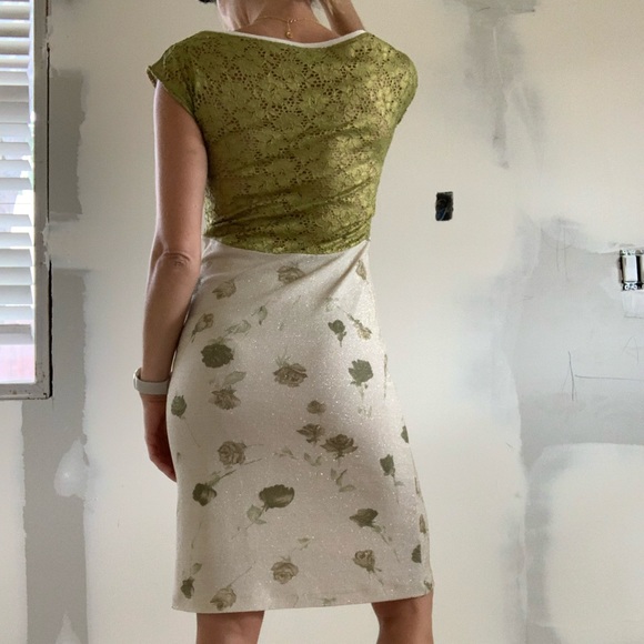 Vintage Chartreuse cocktail dress size S - Picture 8 of 9